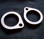 DeVille Shovelhead Exhaust Flanges for custom exhaust building are laser cut from beefy ¼ inch thick steel plate.