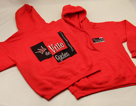 DeVille Cycles pullover hoodies available here in sizes Medium through 2XL.
