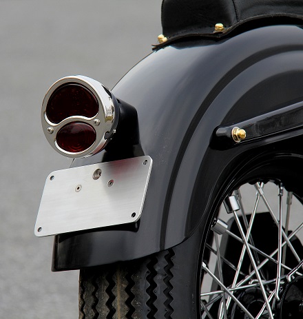 Bobber Tag and Tail Light bolts onto this Evo Sportster without cutting the fender.